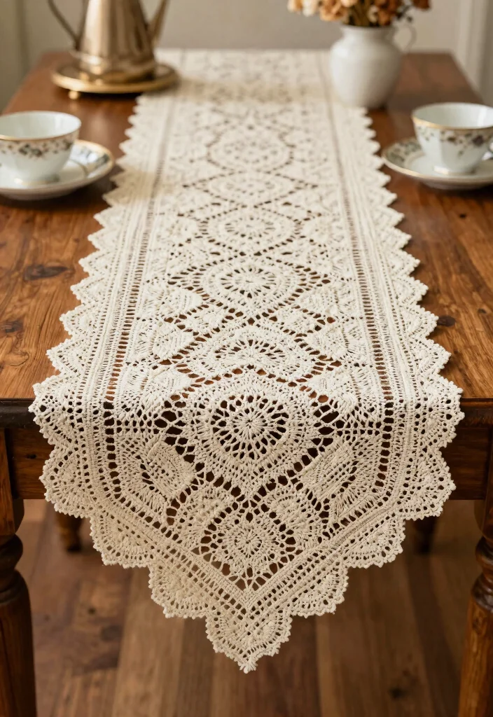 Crochet Table Runner Pattern Guide to Elevate Handmade Table Decor with 18 Beautiful Design Ideas - 11. Vintage Revival 1