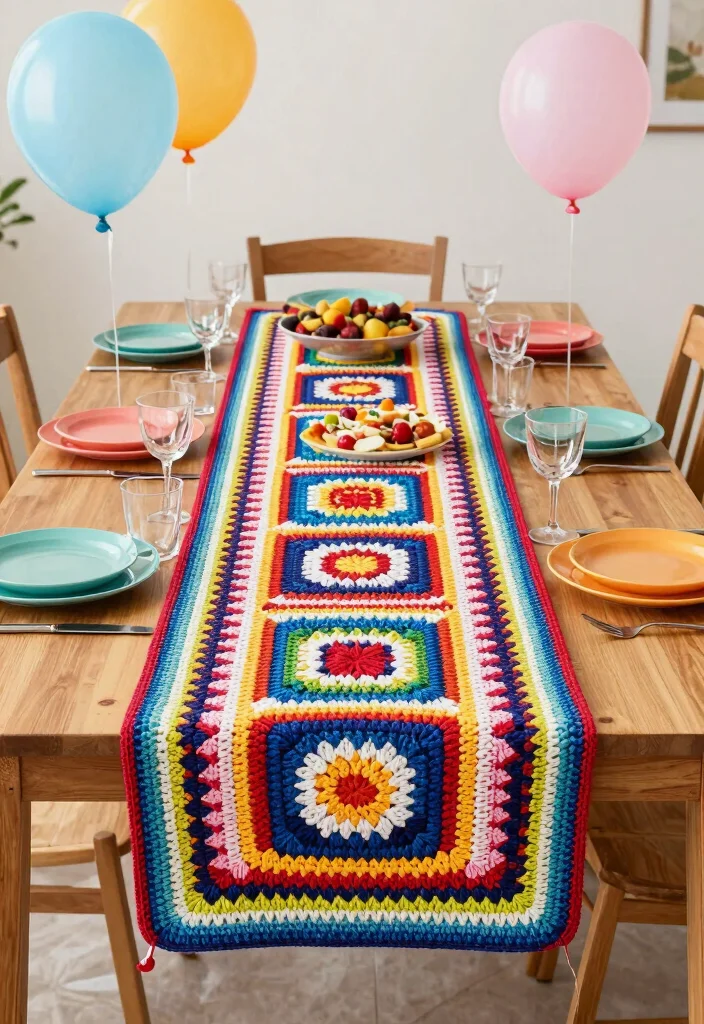 Crochet Table Runner Pattern Guide to Elevate Handmade Table Decor with 18 Beautiful Design Ideas - 15. Festive Crochet Runners for Parties 1