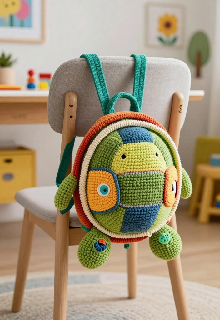 Crochet Turtle Pattern: A Free Guide to Charming Handmade Toys with 17 Rounded Design Ideas - 12. Backpack Turtle 1