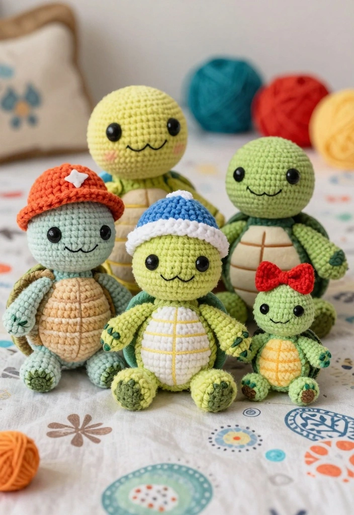 Crochet Turtle Pattern: A Free Guide to Charming Handmade Toys with 17 Rounded Design Ideas - 5. Turtle Family Set 1