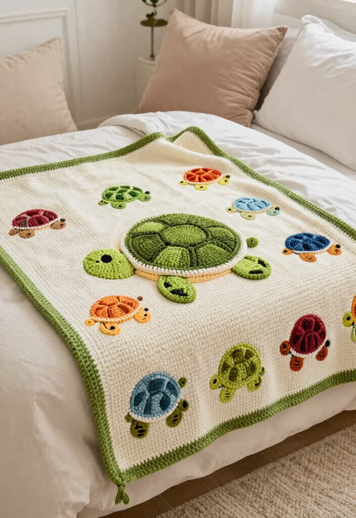 Crochet Turtle Pattern: A Free Guide to Charming Handmade Toys with 17 Rounded Design Ideas - 8. Lovable Turtle Blanket 1