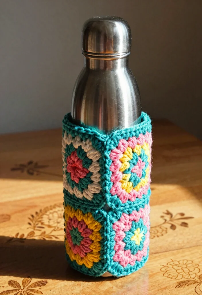 Crochet Water Bottle Holder Guide for Daily Use and Travel: 18 Practical Design Ideas - 1. Classic Granny Square Holder 1
