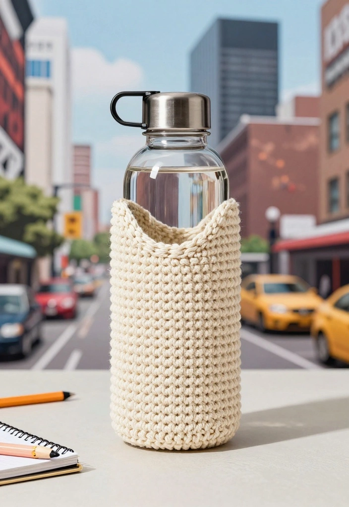 Crochet Water Bottle Holder Guide for Daily Use and Travel: 18 Practical Design Ideas - 10. Urban Chic Tote Holder 1