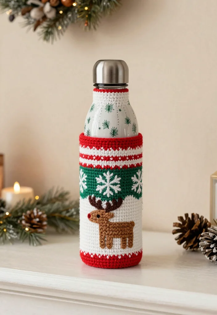 Crochet Water Bottle Holder Guide for Daily Use and Travel: 18 Practical Design Ideas - 12. Seasonal Designs for Holiday Cheer 1