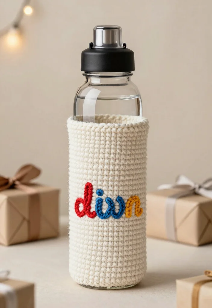 Crochet Water Bottle Holder Guide for Daily Use and Travel: 18 Practical Design Ideas - 16. Customizable Name Holder 1
