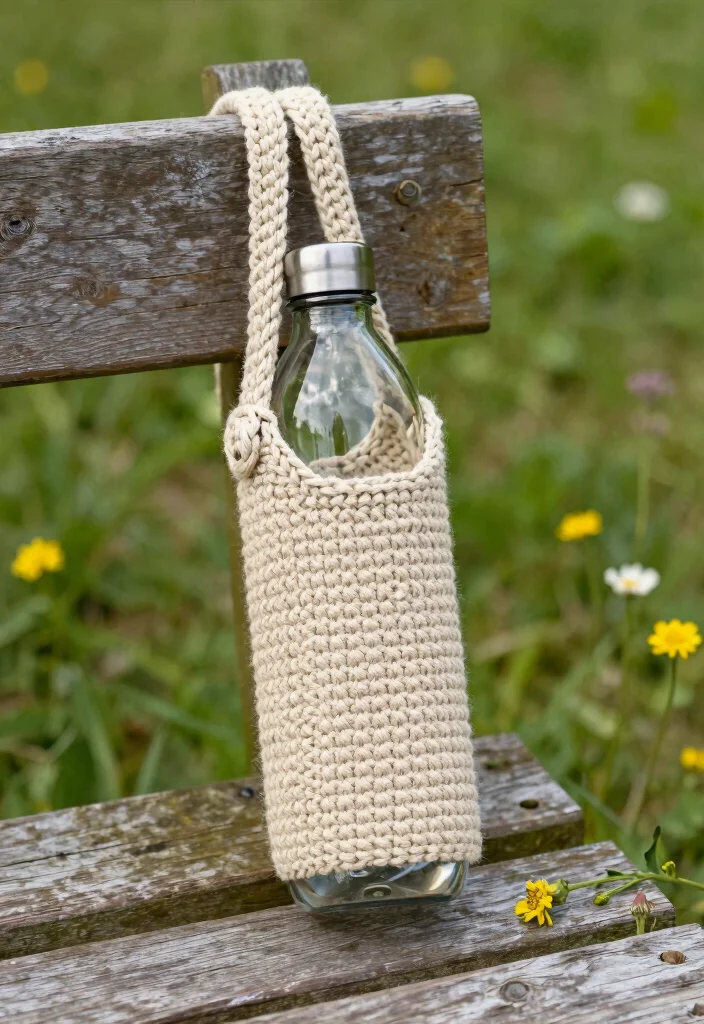 Crochet Water Bottle Holder Guide for Daily Use and Travel: 18 Practical Design Ideas - 3. Eco-Friendly Cotton Holder 1