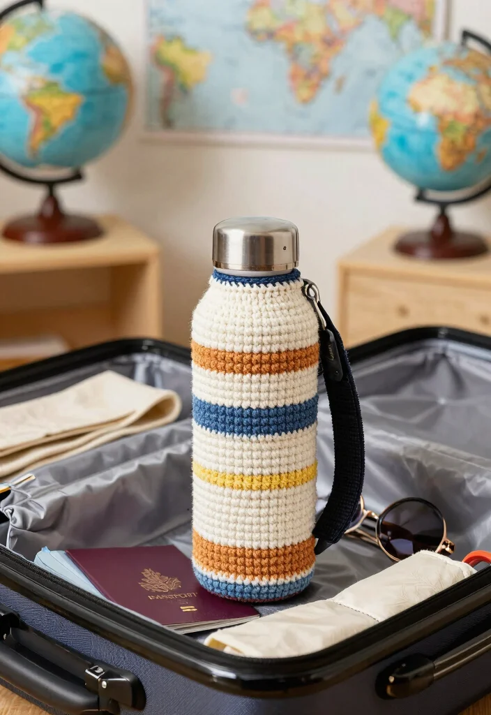 Crochet Water Bottle Holder Guide for Daily Use and Travel: 18 Practical Design Ideas - 7. Travel-Safe Holder 1