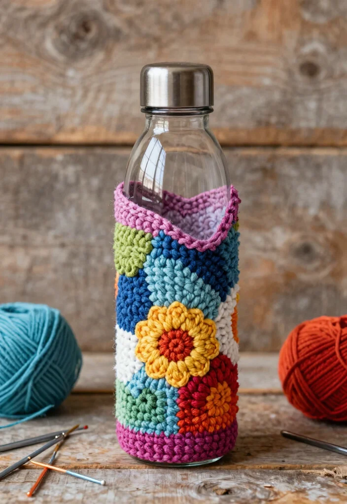 Crochet Water Bottle Holder Guide for Daily Use and Travel: 18 Practical Design Ideas - 9. Textured Tapestry Holder 1