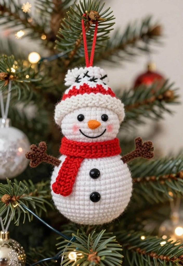 Cute Things to Crochet: A Guide for Joyful and Stress-Free Crafting with 19 Fun Project Ideas - 15. Cheerful Snowman Ornament 1