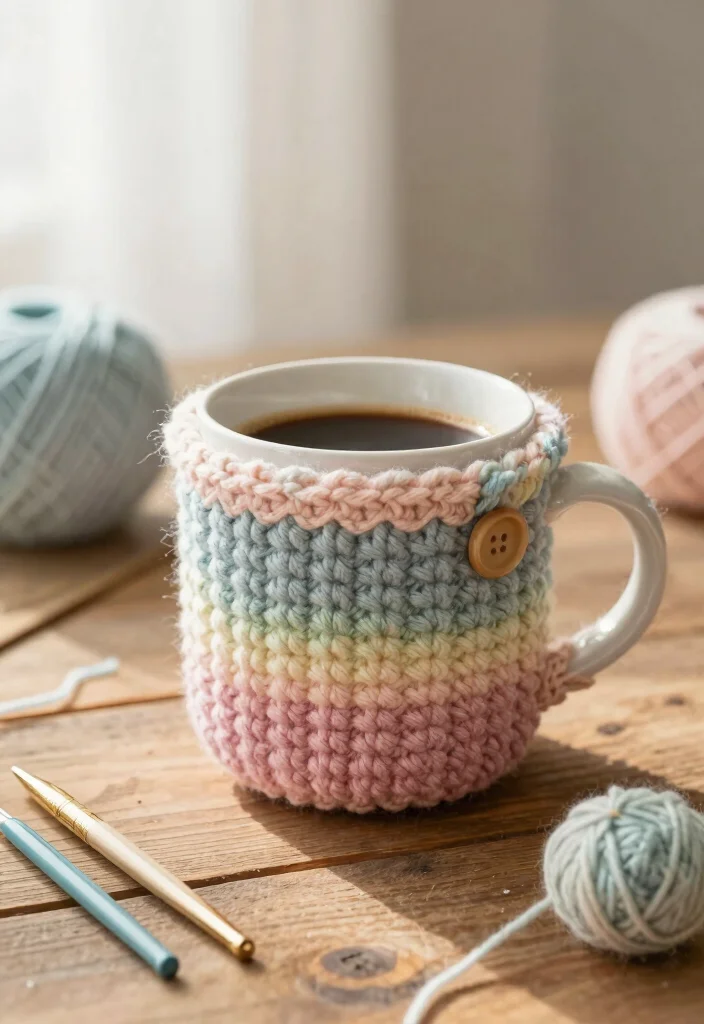 Cute Things to Crochet: A Guide for Joyful and Stress-Free Crafting with 19 Fun Project Ideas - 4. Cozy Coffee Cup Cozy 1