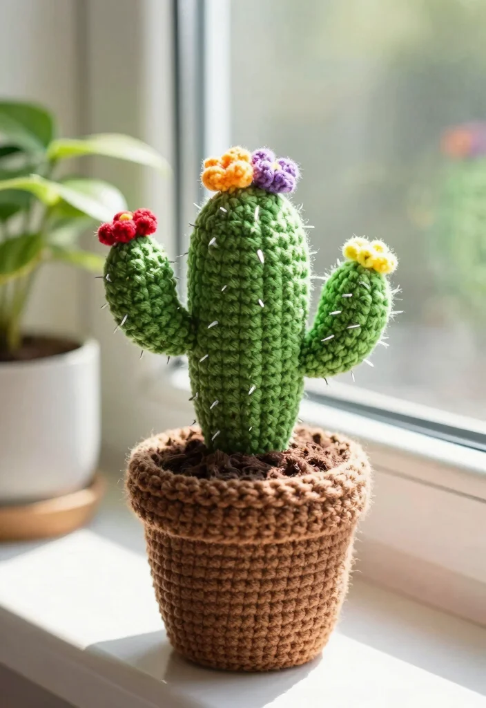 Cute Things to Crochet: A Guide for Joyful and Stress-Free Crafting with 19 Fun Project Ideas - 7. Charming Cactus Potted Plant 1