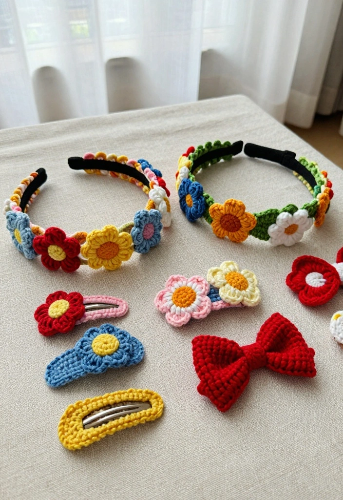 Easy Beginner Crochet Patterns Guide for Smooth Learning Progress with 20 Simple Projects - 15. Crochet Hair Accessories 1
