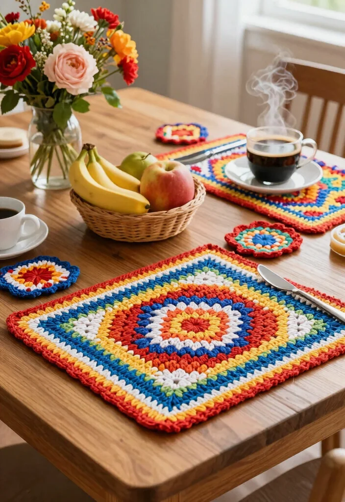 Easy Tapestry Crochet Patterns Guide for Simple Colorwork with 20 Striking Design Examples - 14. Textured Breakfast Set 1