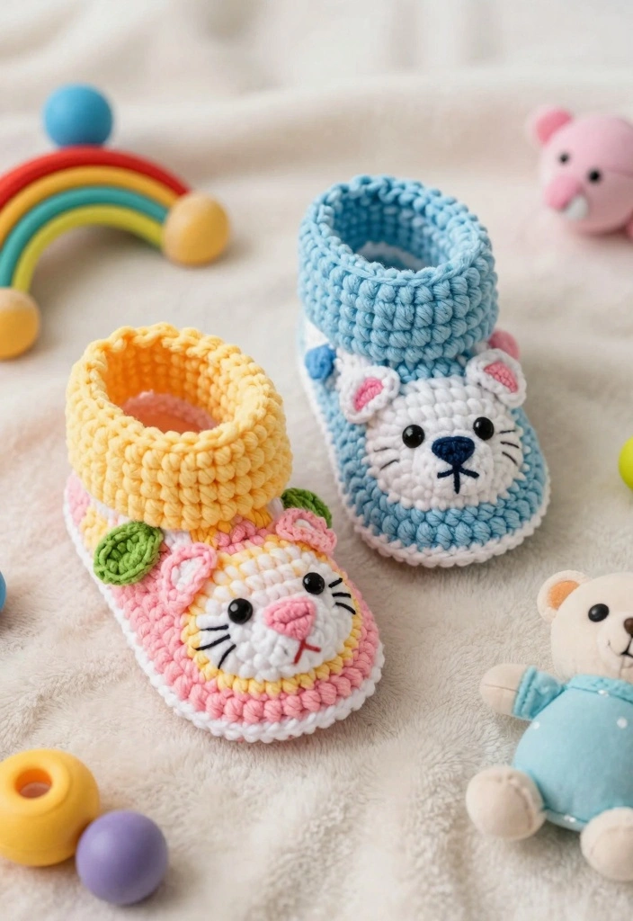 Easy Tapestry Crochet Patterns Guide for Simple Colorwork with 20 Striking Design Examples - 16. Simple Baby Booties 1