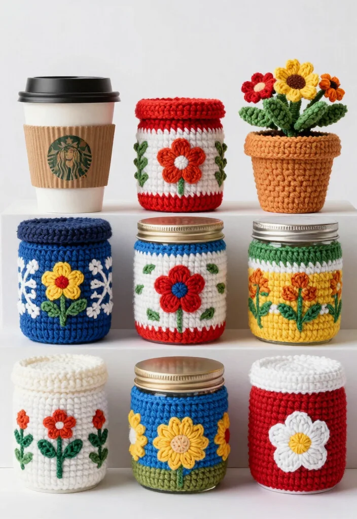 Easy Tapestry Crochet Patterns Guide for Simple Colorwork with 20 Striking Design Examples - 17. Themed Cozies for Containers 1