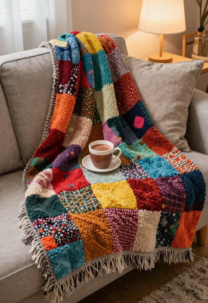 Easy Tapestry Crochet Patterns Guide for Simple Colorwork with 20 Striking Design Examples - 18. Patchwork Throw 1