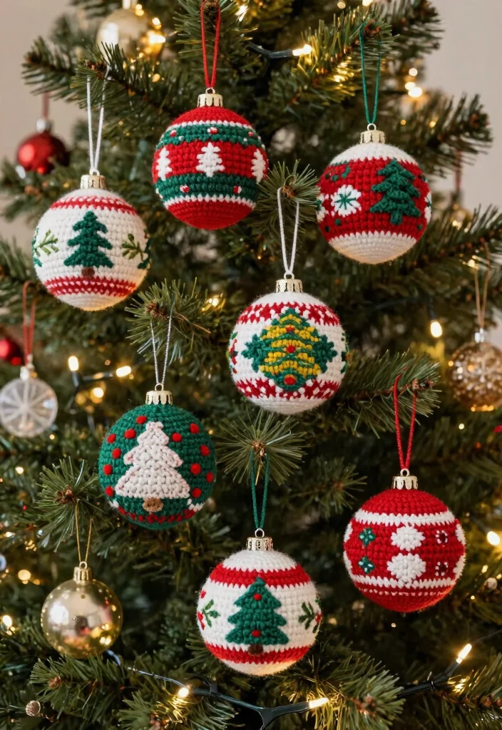 Easy Tapestry Crochet Patterns Guide for Simple Colorwork with 20 Striking Design Examples - 5. Festive Ornament Covers 1